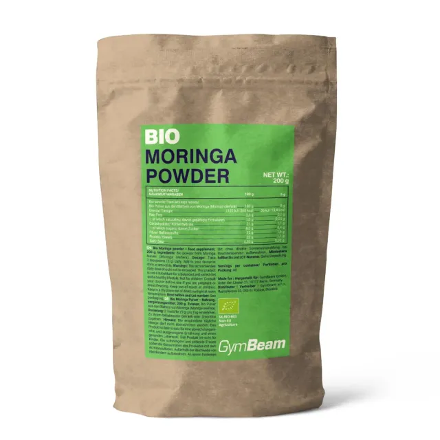 GymBeam Moringa BIO polvere 200 g fibre e proteine