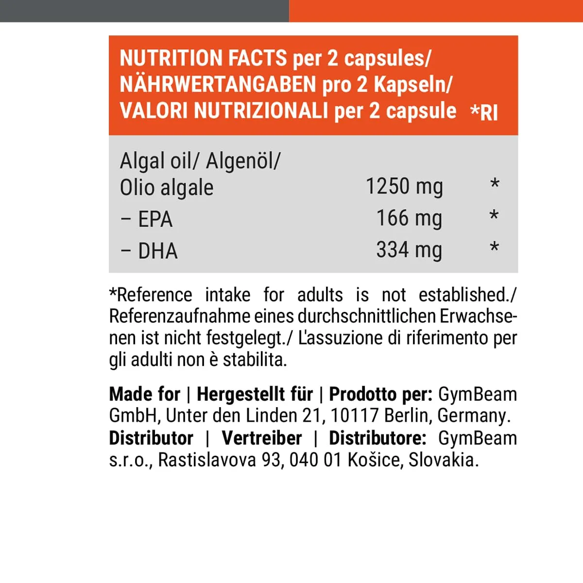 GymBeam Omega 3 Vegan 90 capsule olio di alghe