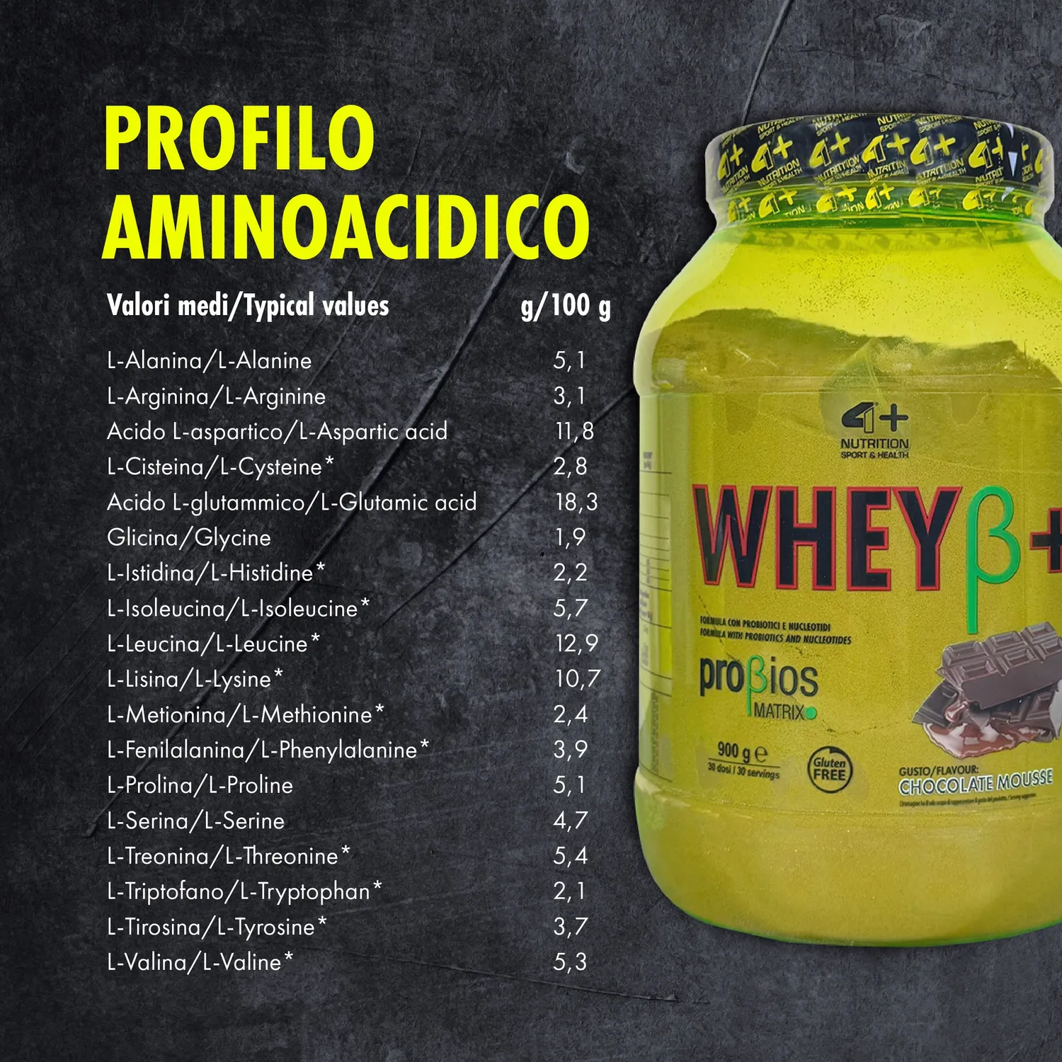4 Plus Nutrition WHEYβ+ Proteine Whey 900 g Chocolate Mousse