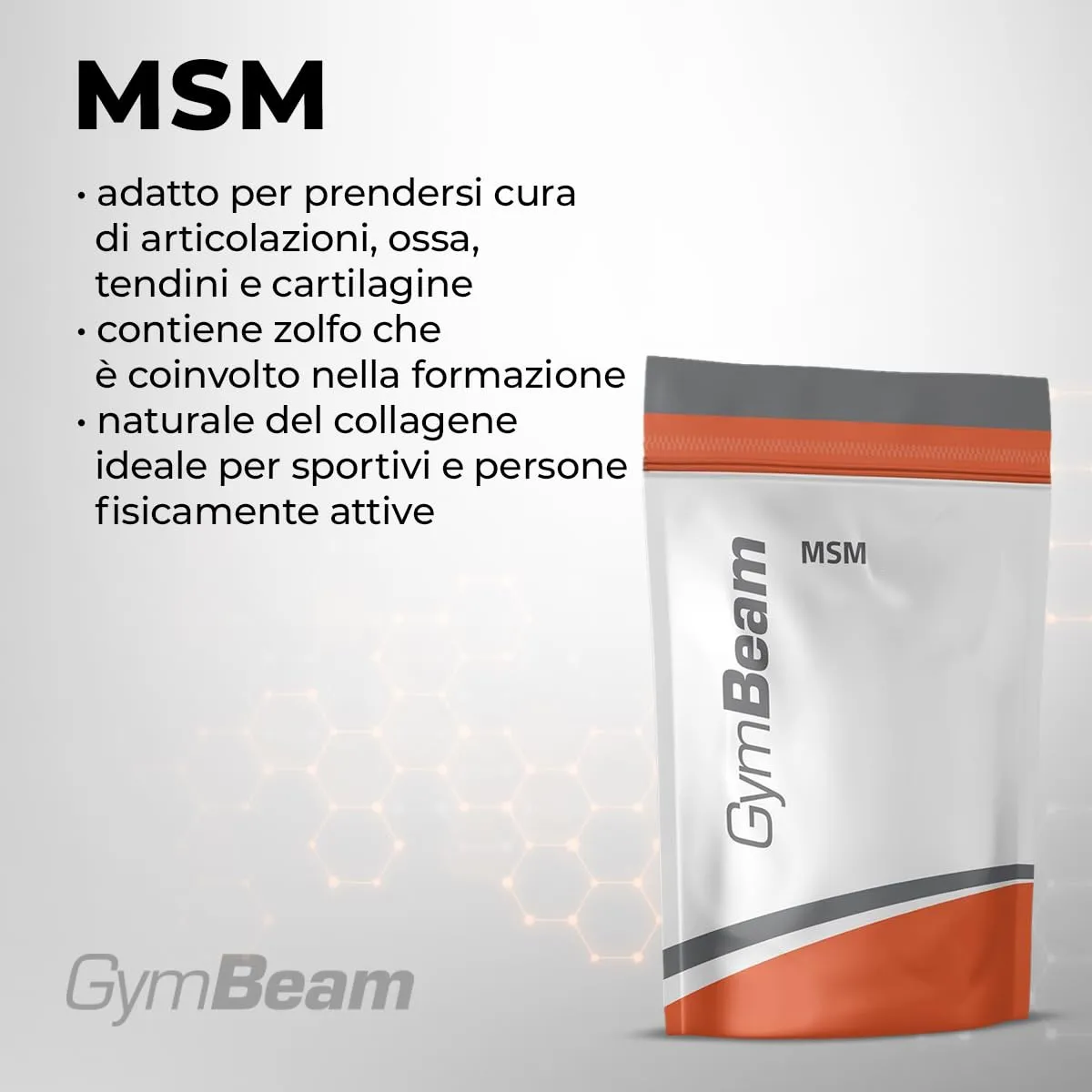 GymBeam MSM integratore articolare polvere 500 g con zolfo