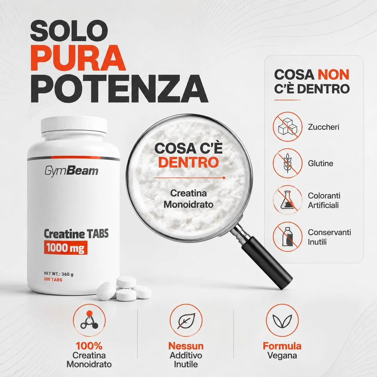 GymBeam Creatina Monoidrato Compresse 300 cps Forza
