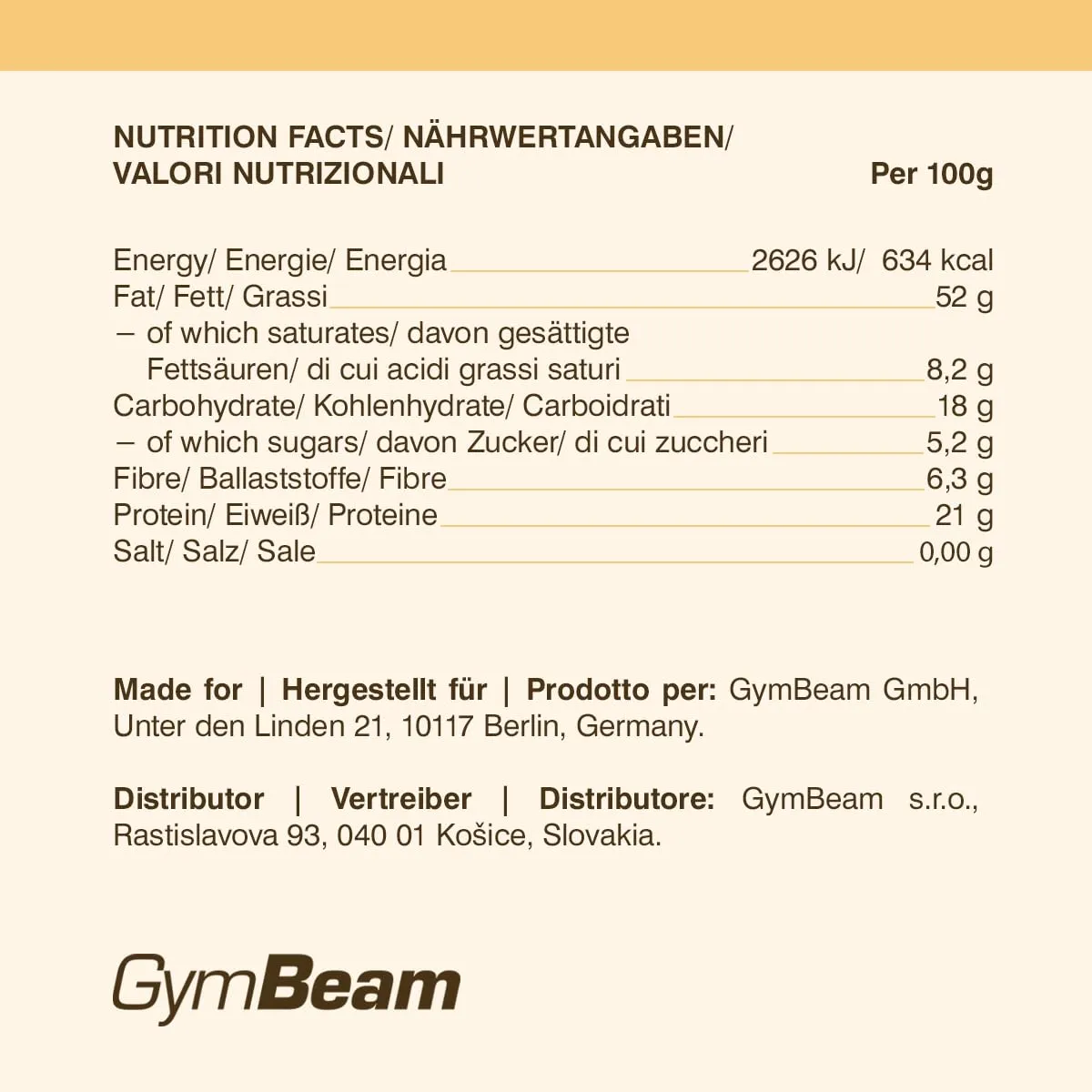 GymBeam Burro Anacardi Crema Spalmabile 340 g Naturale
