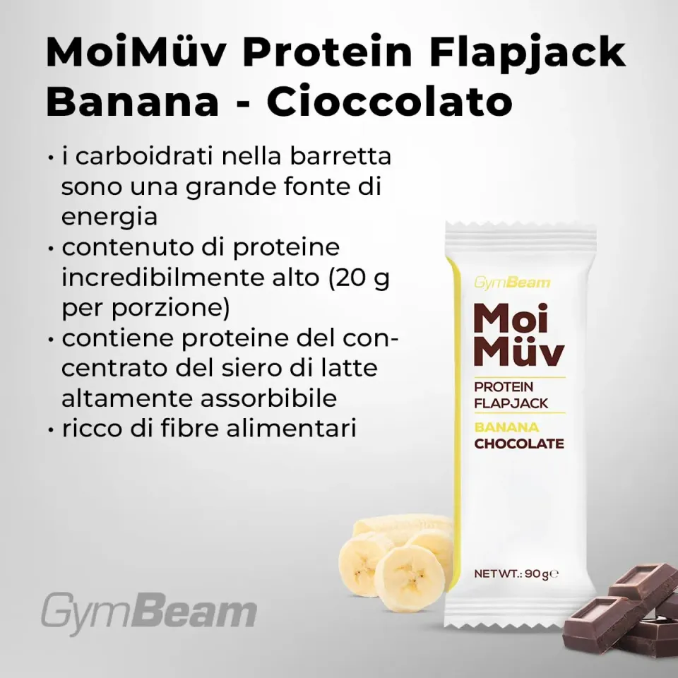 GymBeam MoiMüv Protein Flapjack barrette 12x90g banana 20g proteine
