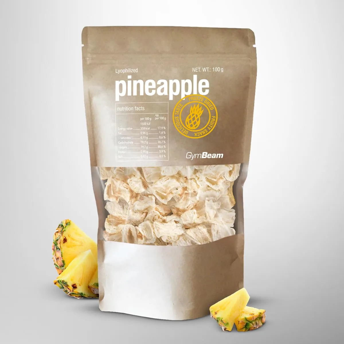GymBeam ananas liofilizzato snack croccante 100 g