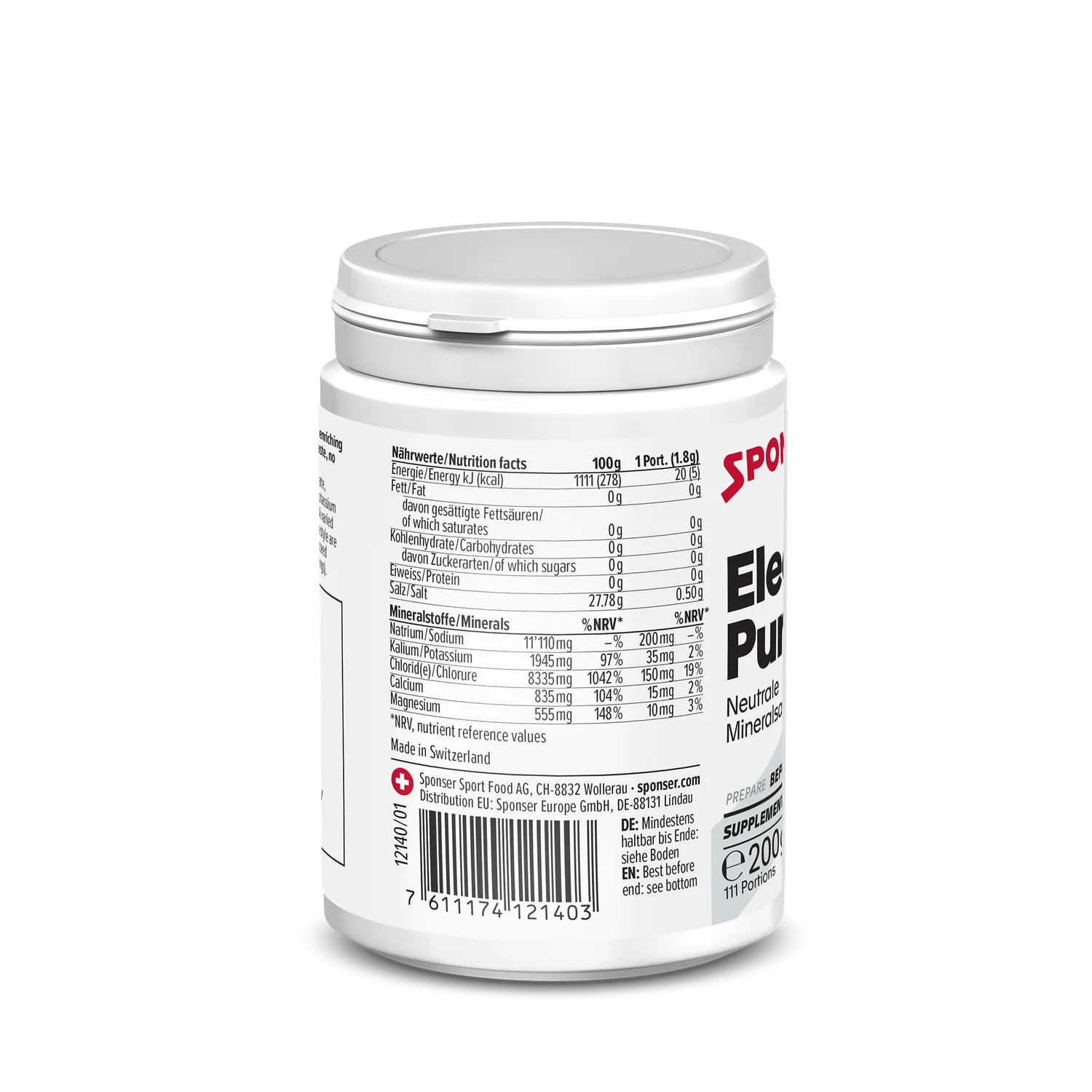 Sponser Electrolytes Pure polvere 200 g neutra