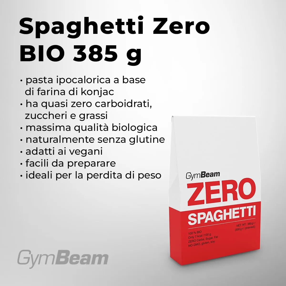 GymBeam Spaghetti Zero BIO pasta 3850g 10pz konjac