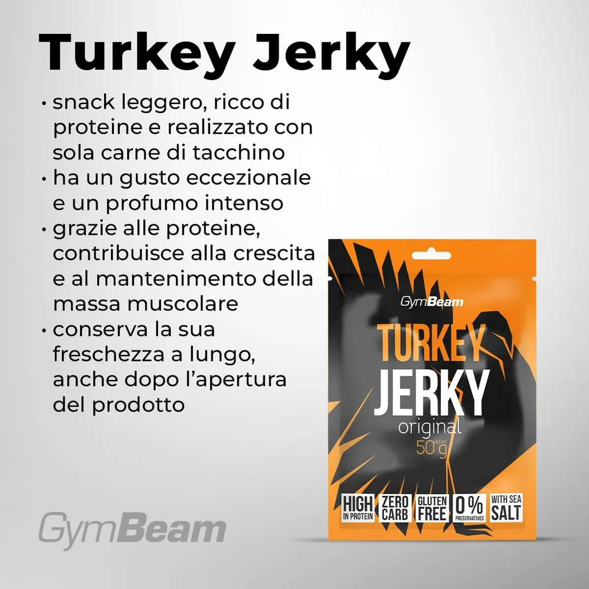 GymBeam Turkey Jerky carne tacchino 50g proteico