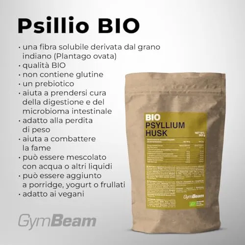 GymBeam Psillio BIO fibra 300 g senza glutine