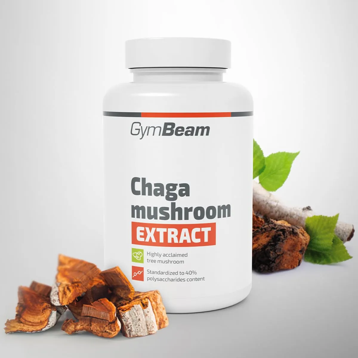 GymBeam Chaga Estratto capsule 90 pz 40% polisaccaridi