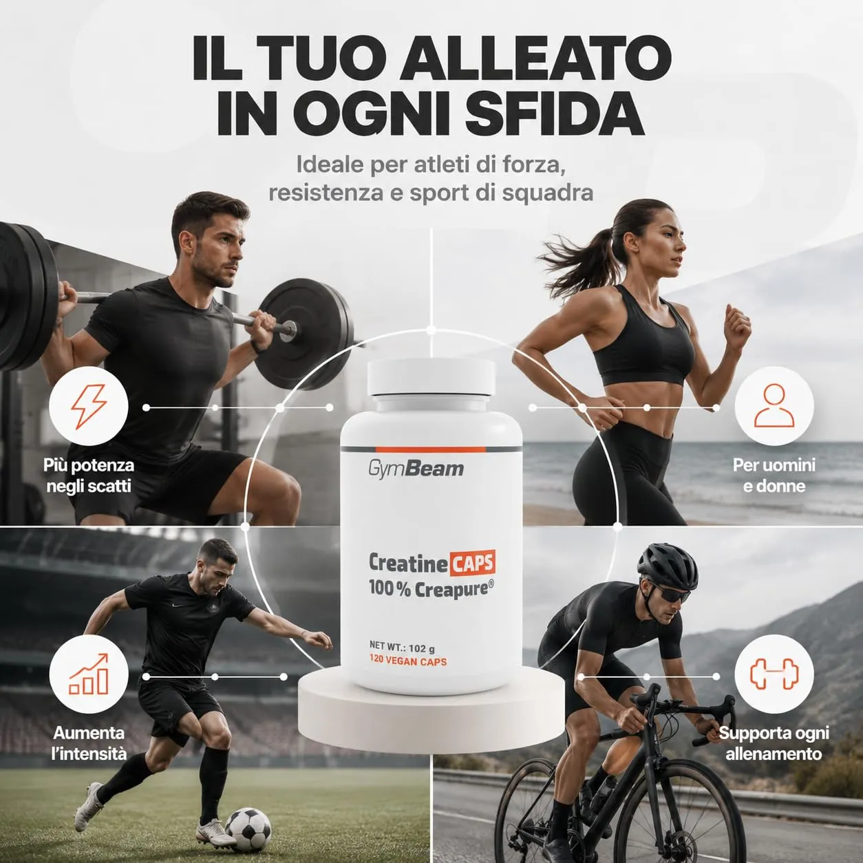 GymBeam Creatina Creapure Monoidrato Capsule Forza