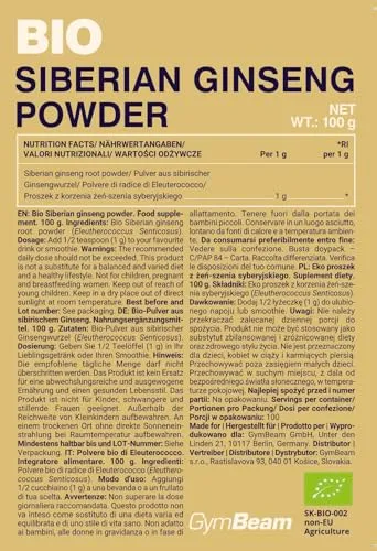 GymBeam Ginseng Siberiano Bio Polvere Energia