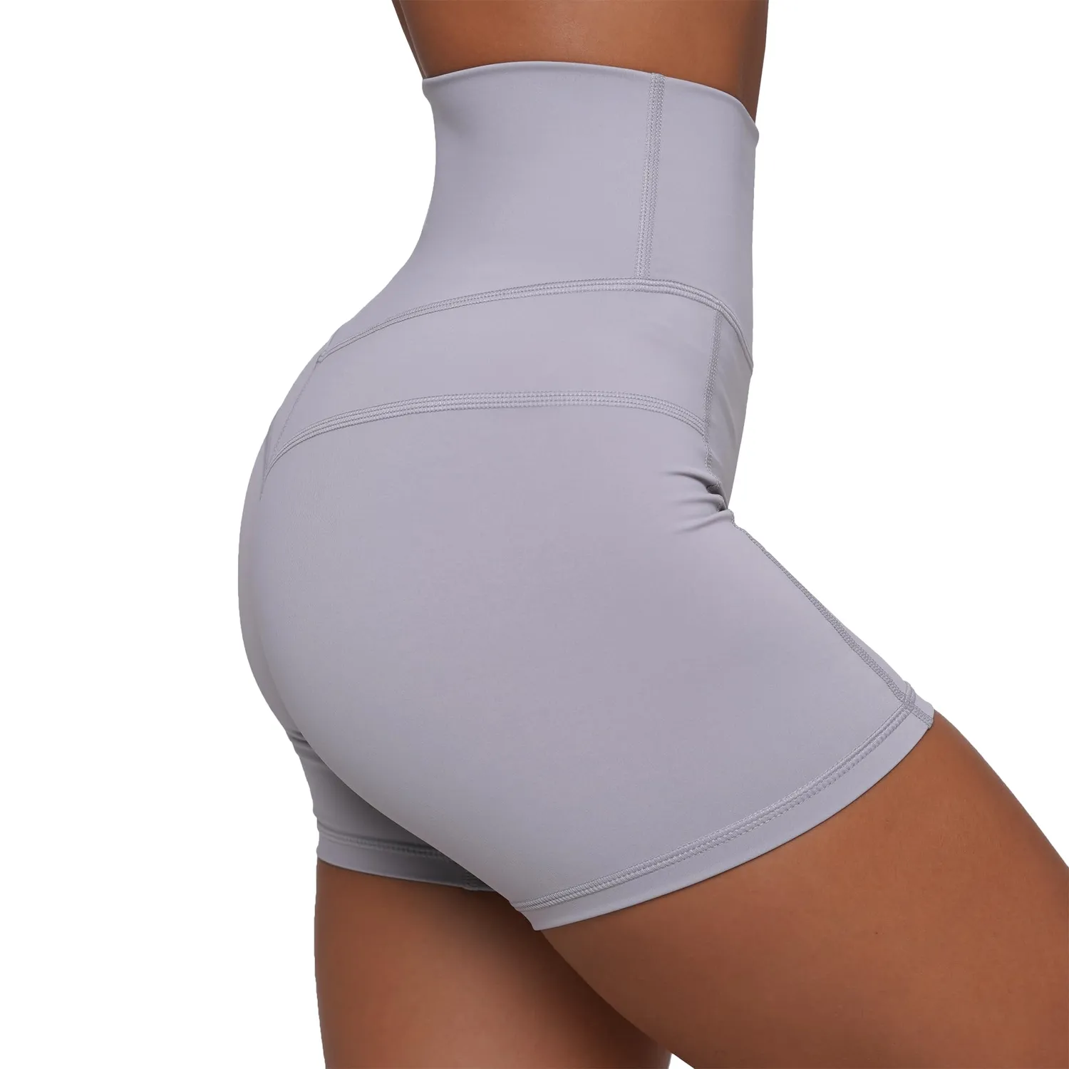 GymBeam Fit pantaloncini donna S Mist Grey vita alta