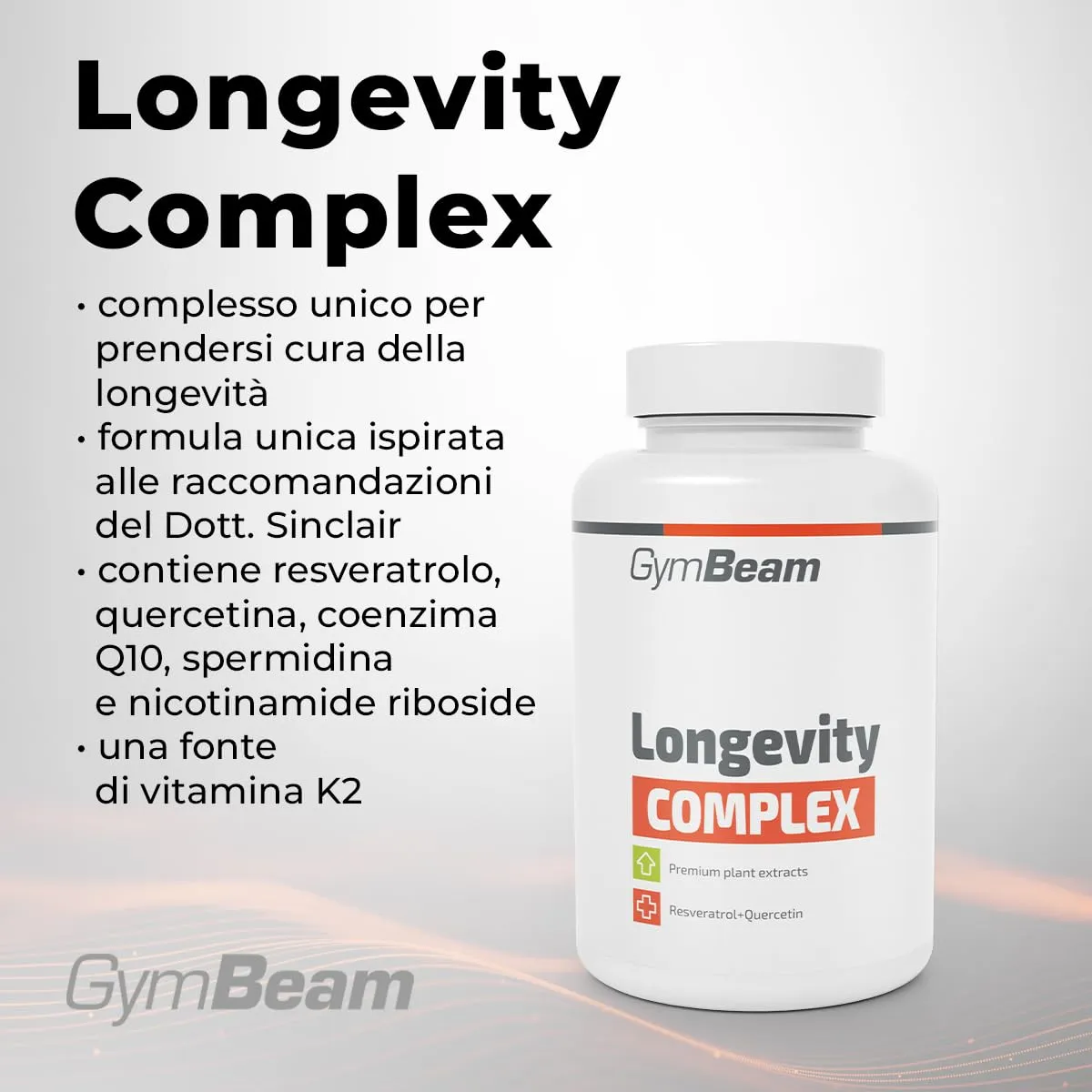 GymBeam Longevity Complex Capsule 90 cps Q10 Resveratrolo