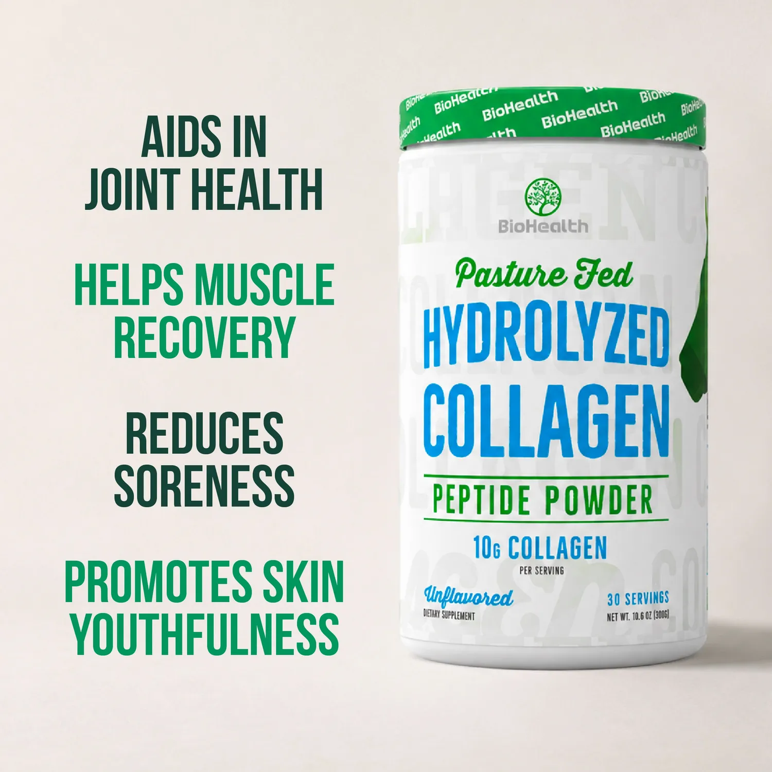 BioHealth Collagen Peptides neutro polvere recupero