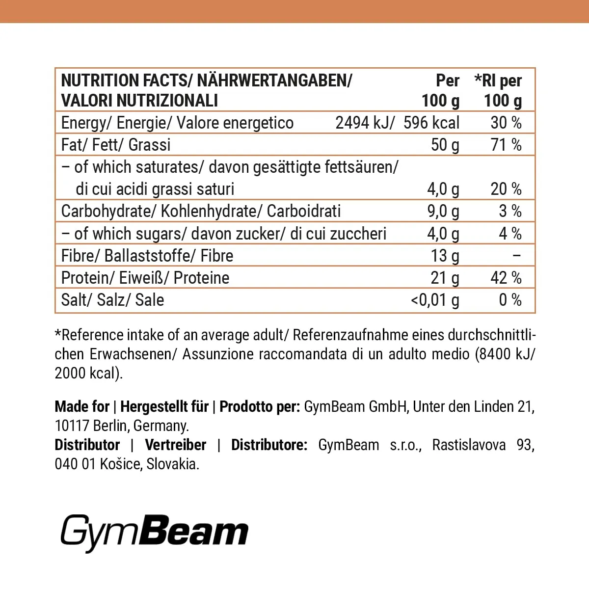 GymBeam Farina di Mandorle 500 g senza glutine proteica