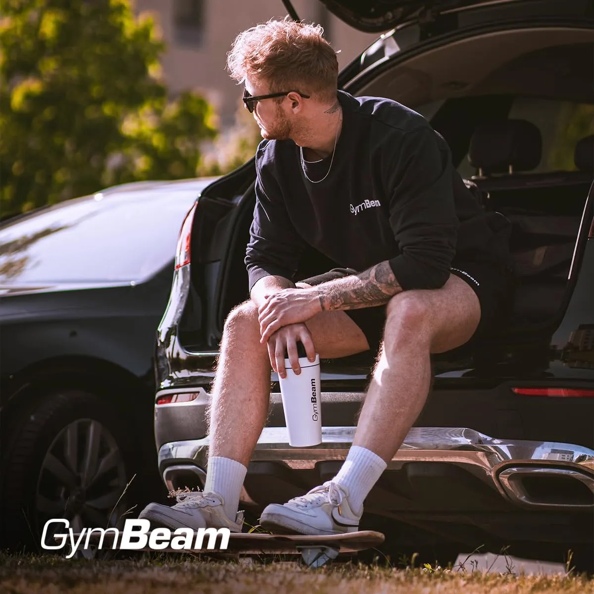 GymBeam Shaker Acciaio 750 ml Bianco con Filtro Proteine Fredde