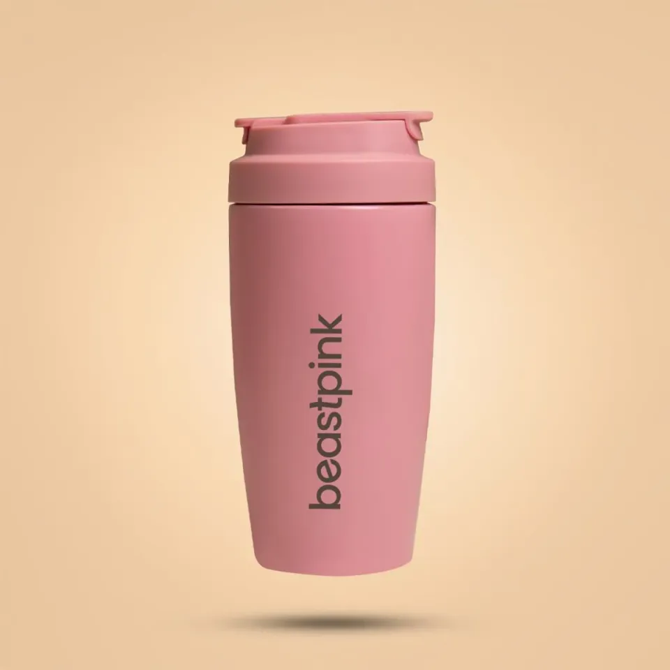 GymBeam BeastPink Tazza Termica con Cannuccia 500 ml Acciaio