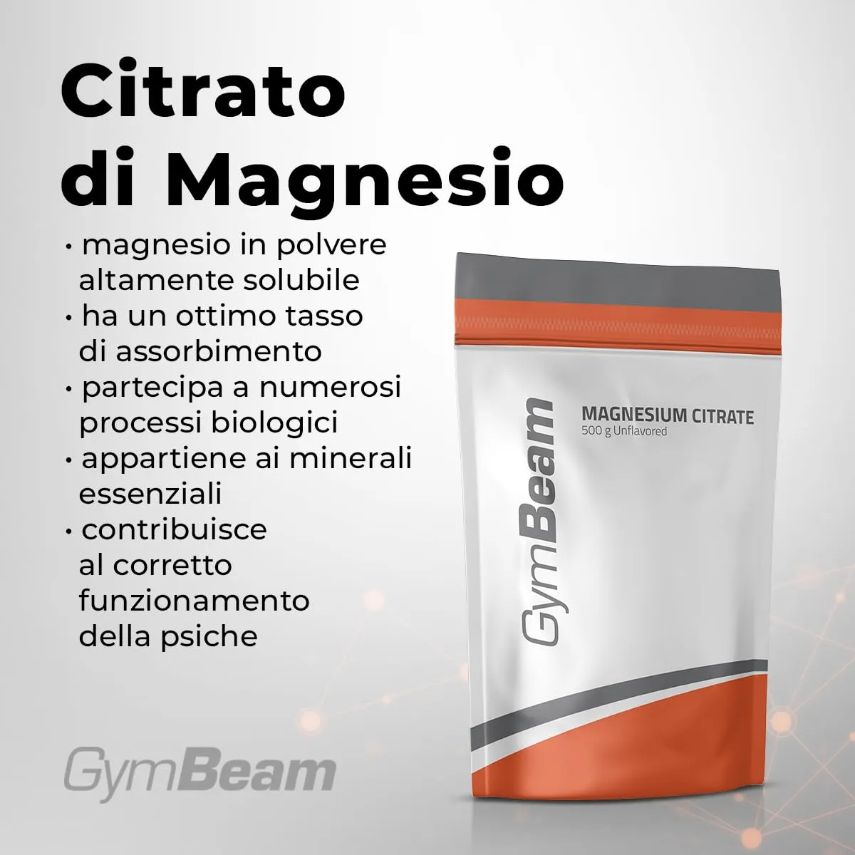 GymBeam Magnesio Citrato polvere 500 g neutro recupero