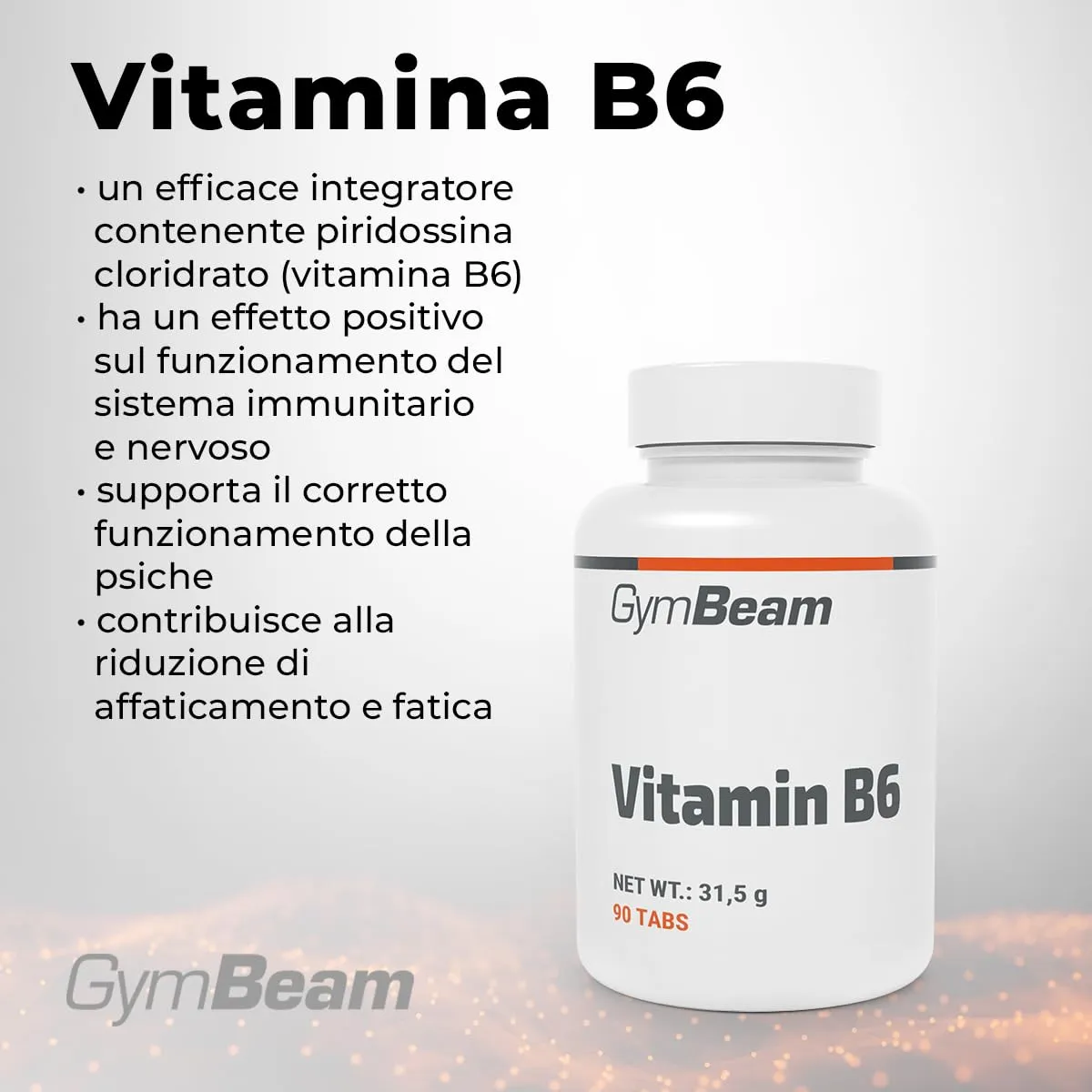 GymBeam Vitamina B6 Integratore 90 Compresse Fatica