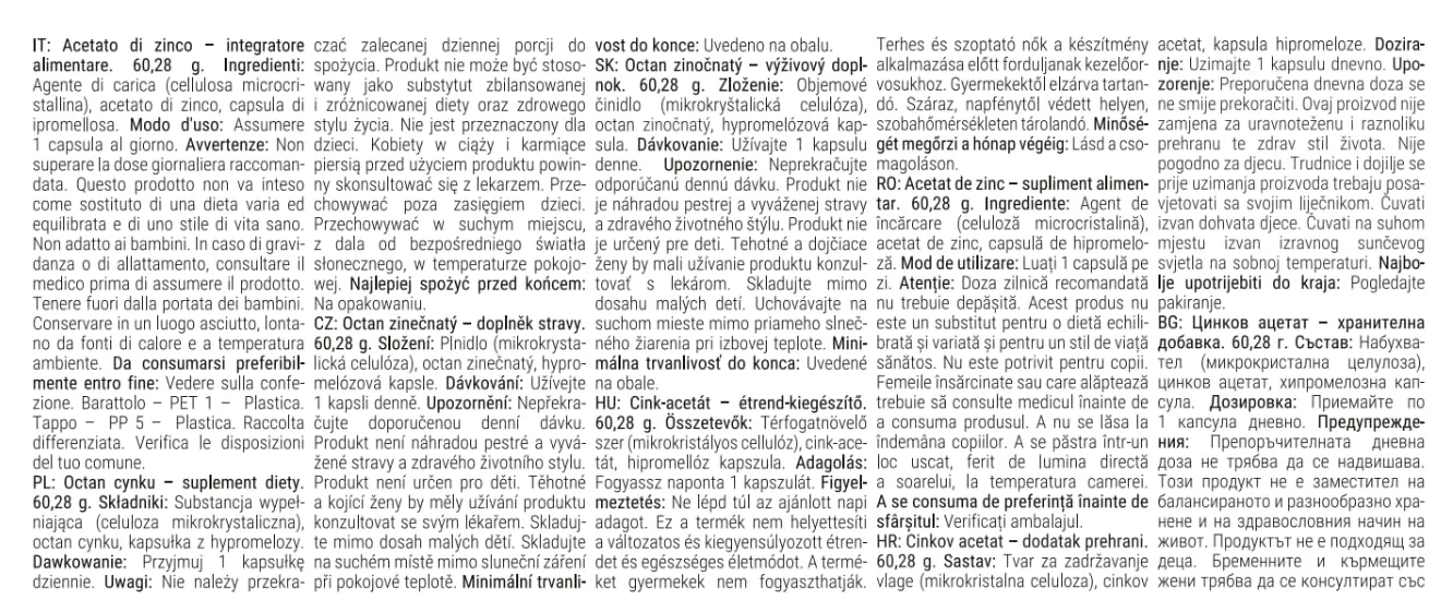 GymBeam Acetato di Zinco capsule 90 cps 150% RDA immunità
