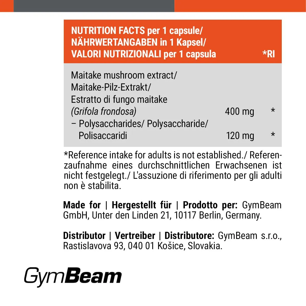 GymBeam Maitake Fungo capsule 90 cps 30% polisaccaridi