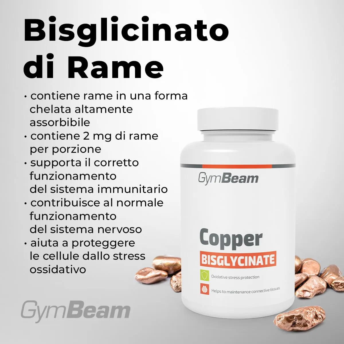 GymBeam Bisglicinato di Rame 120 capsule 1 mg