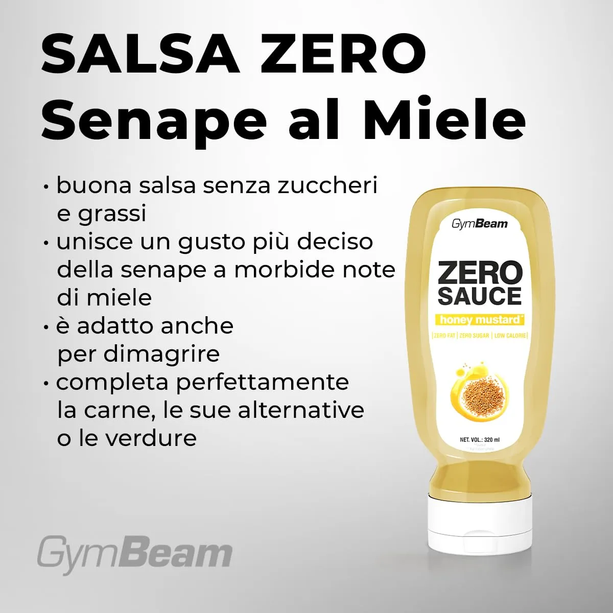 GymBeam SALSA ZERO salsa senape miele 320 ml zero