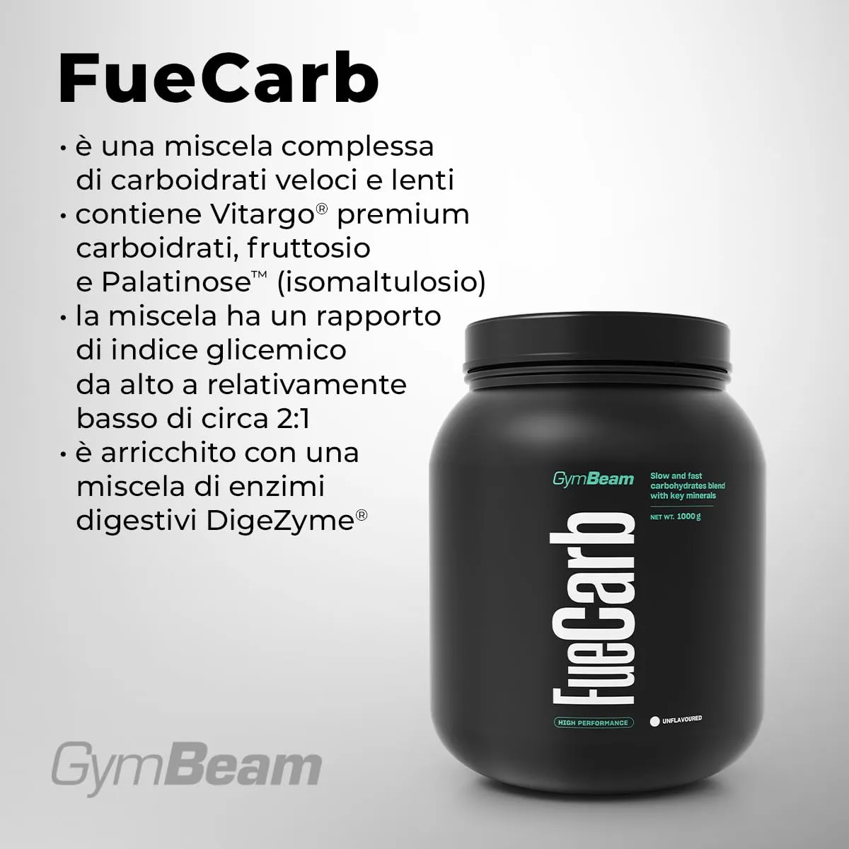 GymBeam FueCarb 1000 g carboidrati gusto neutro