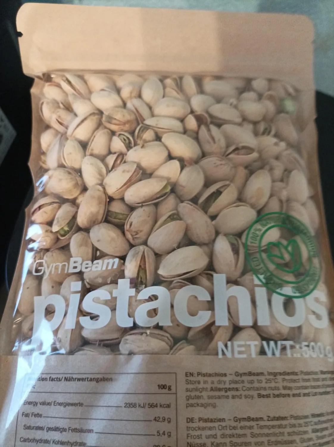 GymBeam Pistacchi Non Salati Crudi 500g Verdi