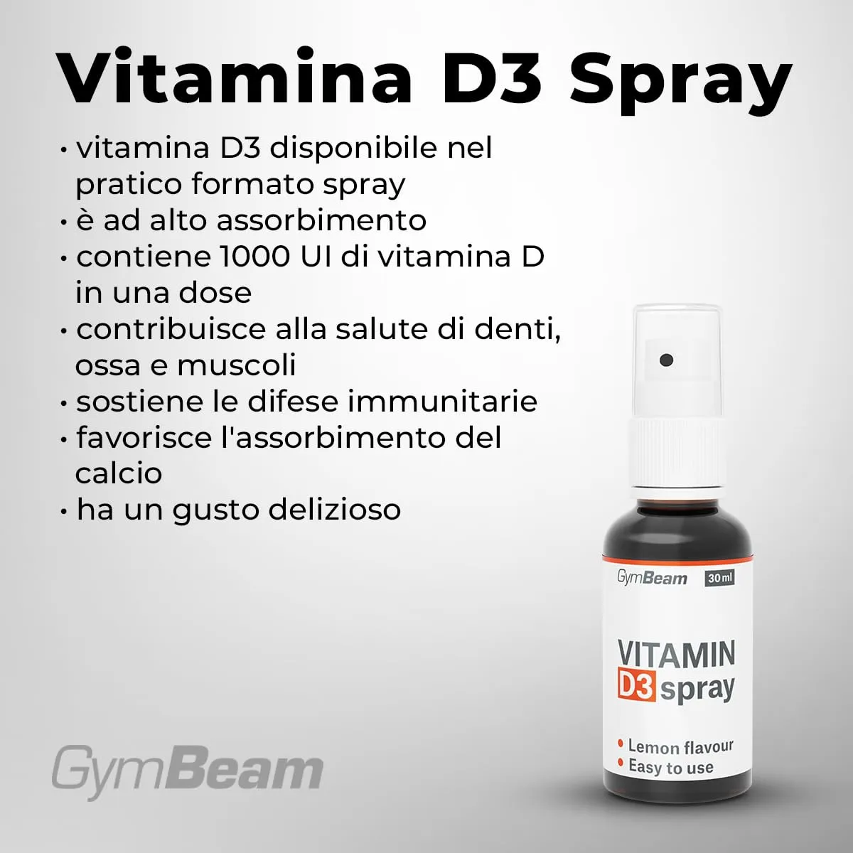 GymBeam Vitamina D3 Spray agrumi 30 ml 428 spruzzi
