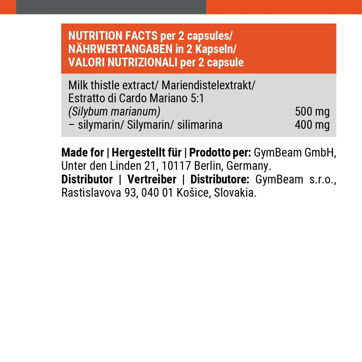 GymBeam Cardo Mariano capsule silimarina 80% fegato