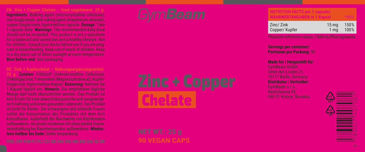 GymBeam Zinco Rame Chelato Bisglicinato Vegano Immunitario