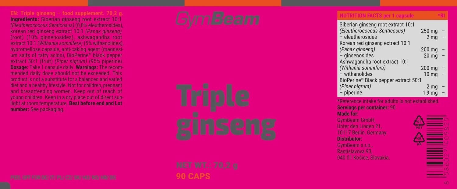 GymBeam Triple Ginseng Complex Integratore Vegano