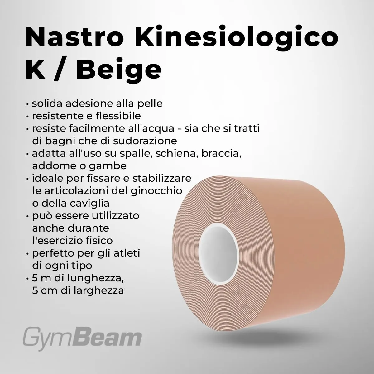 GymBeam K Tape Nastro Kinesiologico Beige 5m