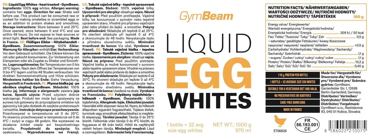 GymBeam Albumi Liquidi 1000 g Proteine 10,2 g Pastorizzati