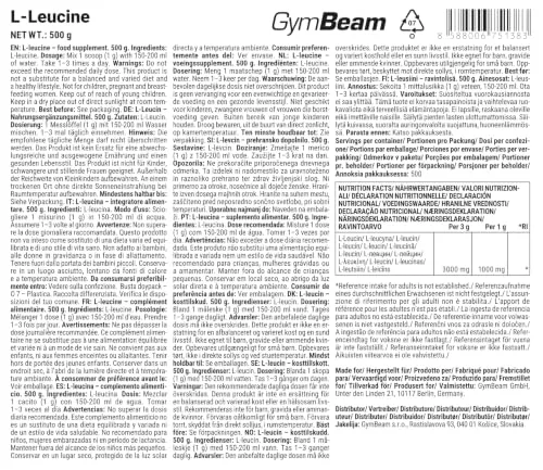 GymBeam Leucina Polvere 500 g Crescita Muscolare