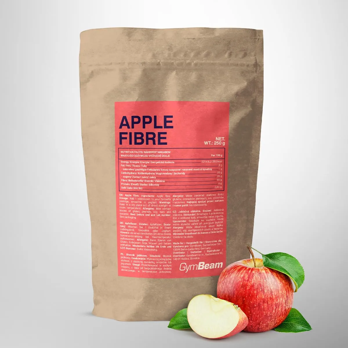 GymBeam Fibra di Mela Polvere 250g Solubile Saziante