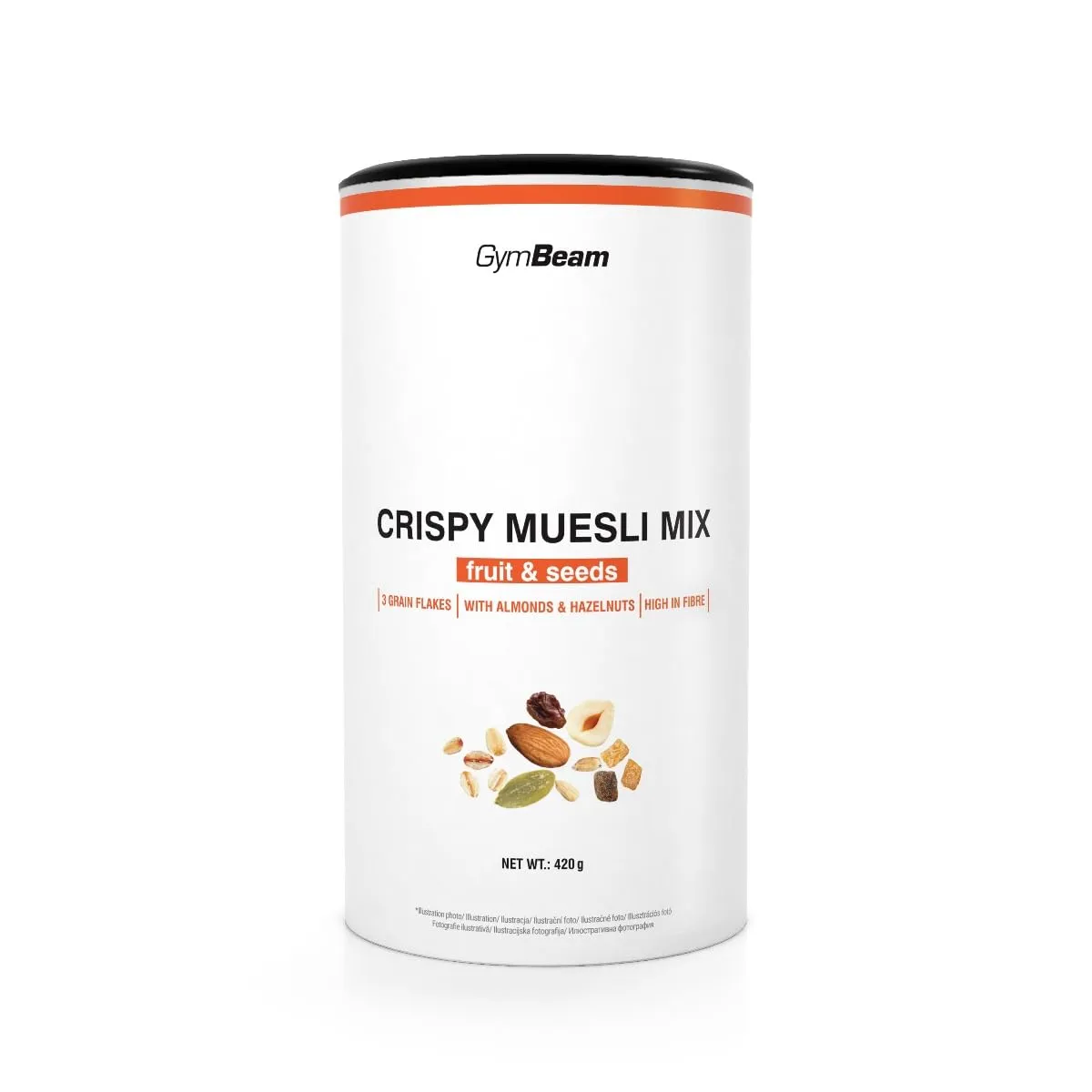 GymBeam Crispy Muesli Mix cereali proteici 420g white chocolate fruit