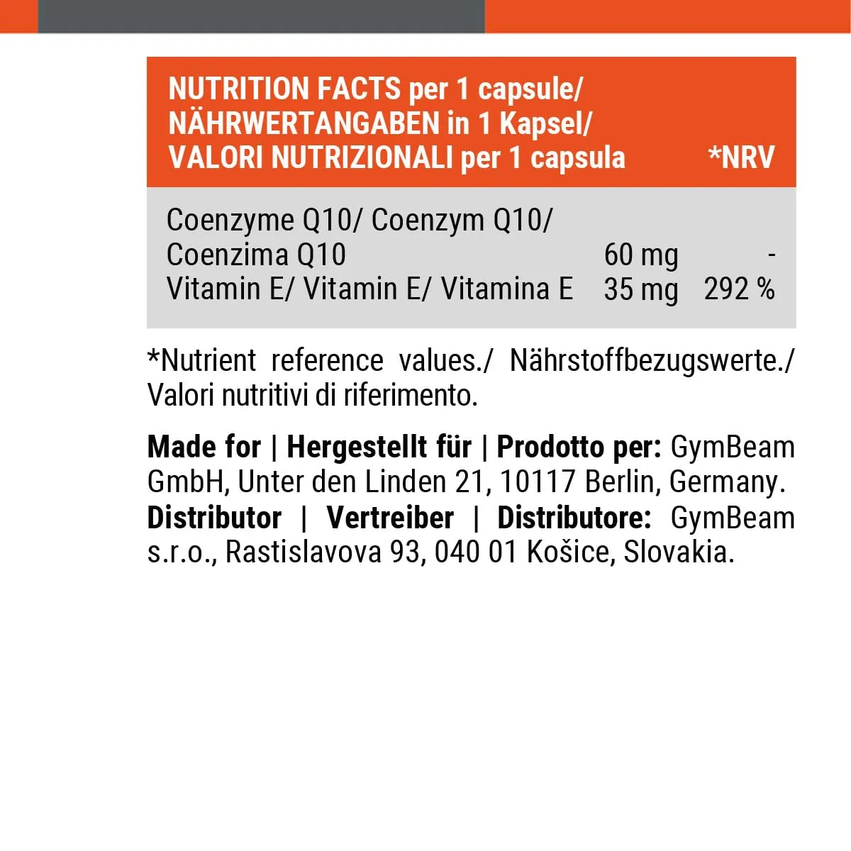 GymBeam Coenzima Q10 integratore 60 cps vitamina E