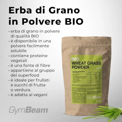 GymBeam Erba di Grano BIO polvere 200g superfood vegano