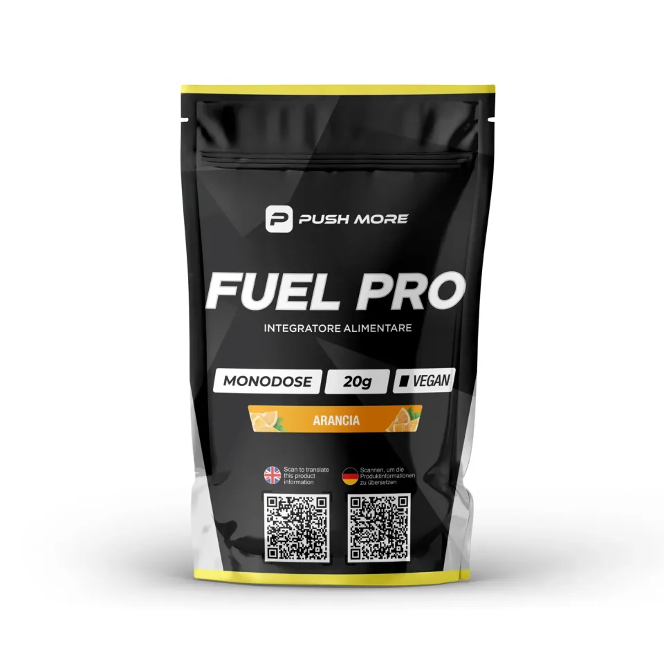 Push More Fuel Pro elettroliti 20 g tester arancia carboidrati