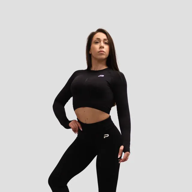 Push More Aurora Black top sportivo donna nero elasticizzato