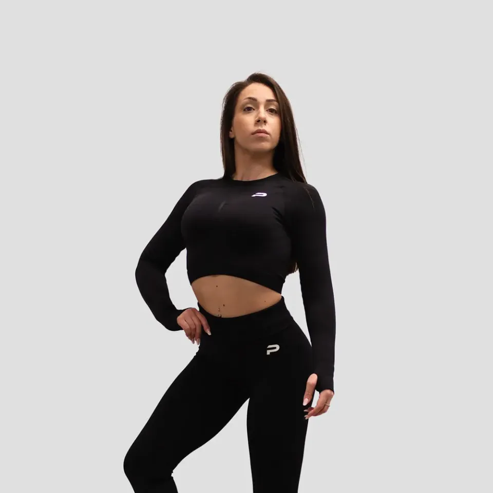Push More Aurora Black top sportivo donna nero elasticizzato