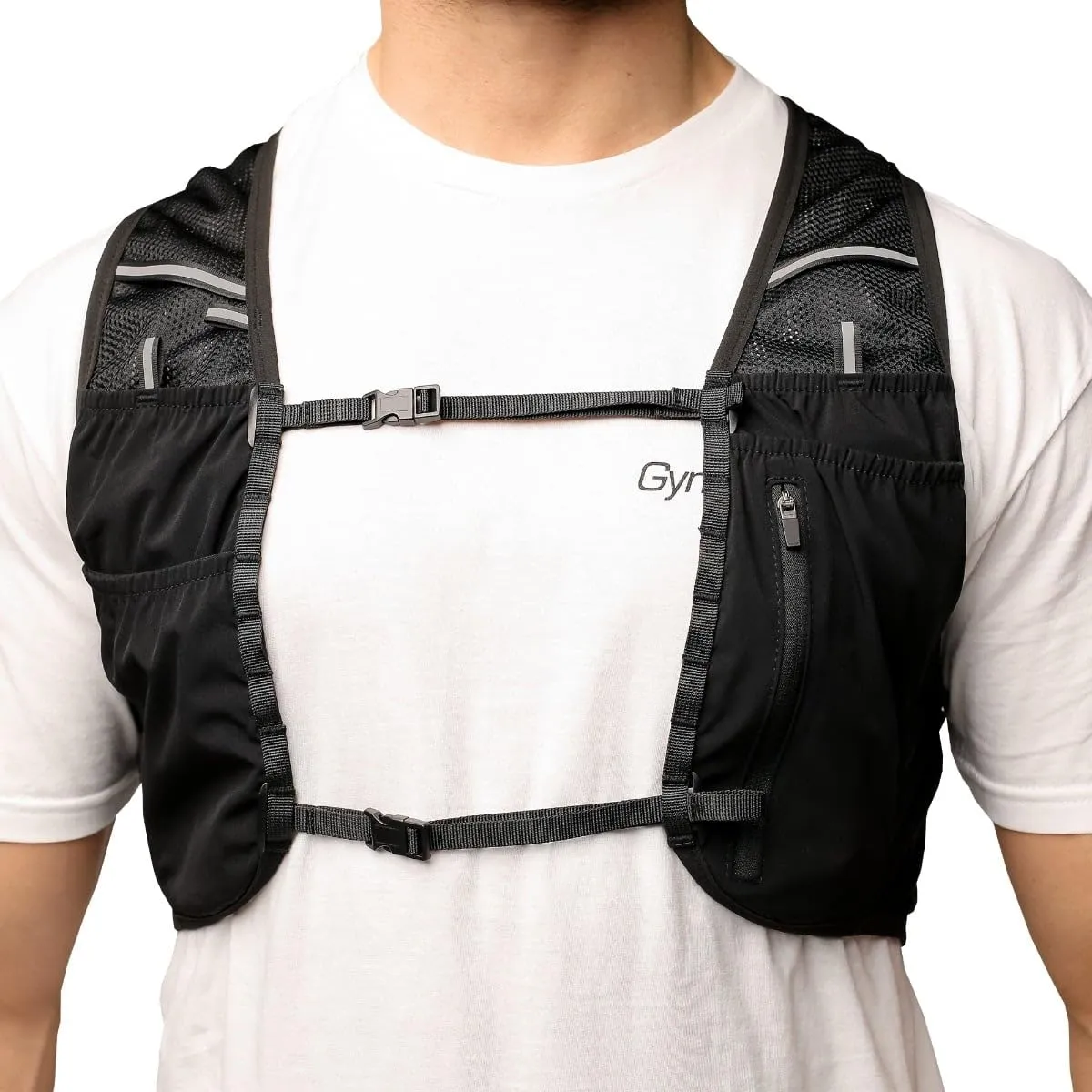 GymBeam Trail Gilet Running M/L con Tasche e Riflettenti