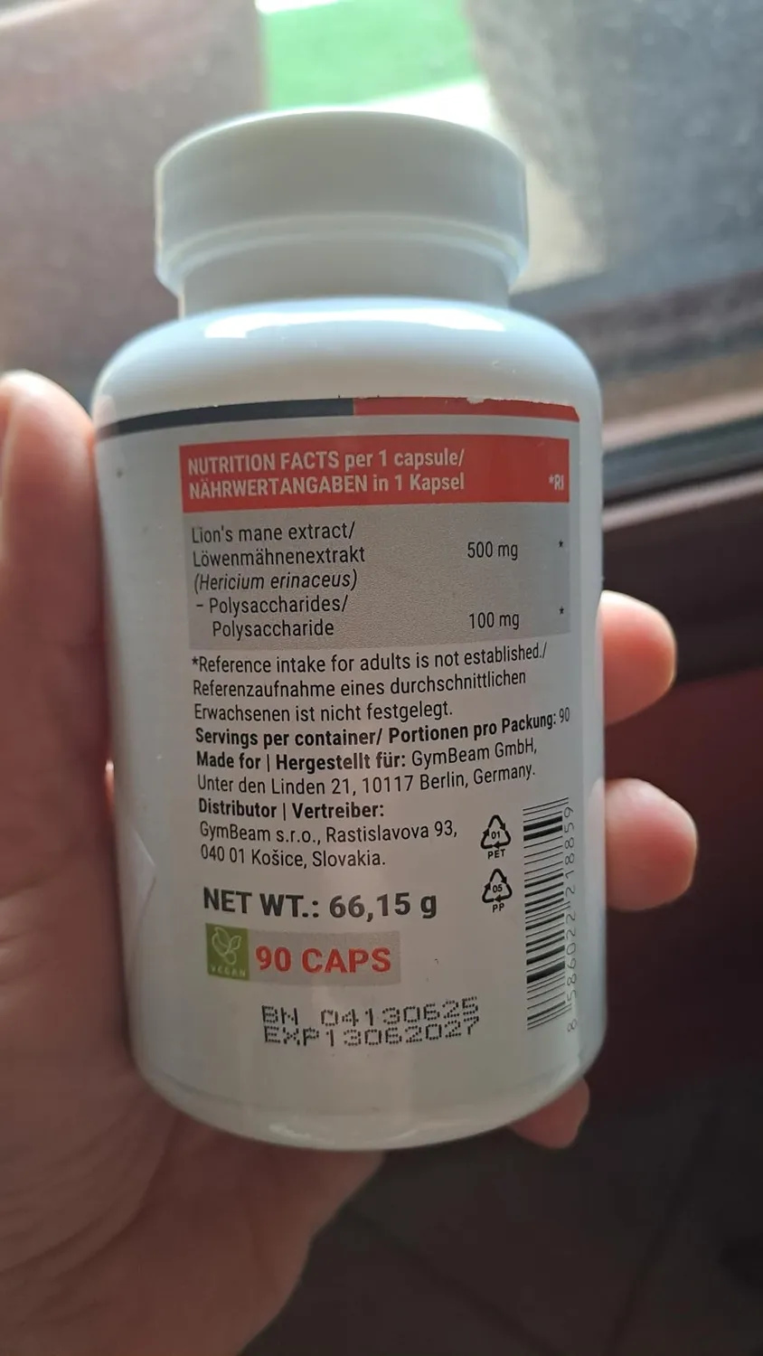 GymBeam Hericium 500 mg capsule vegane memoria 20%