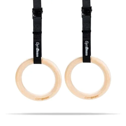 GymBeam Anelli Ginnastica Legno 24cm Cinghie 4m