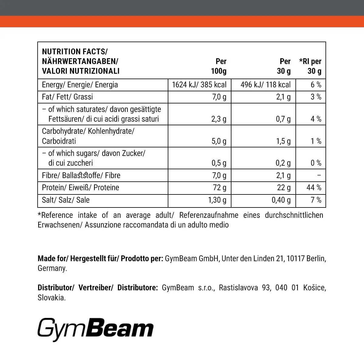 GymBeam Vegan Blend proteine 1000 g cioccolato pisello riso canapa