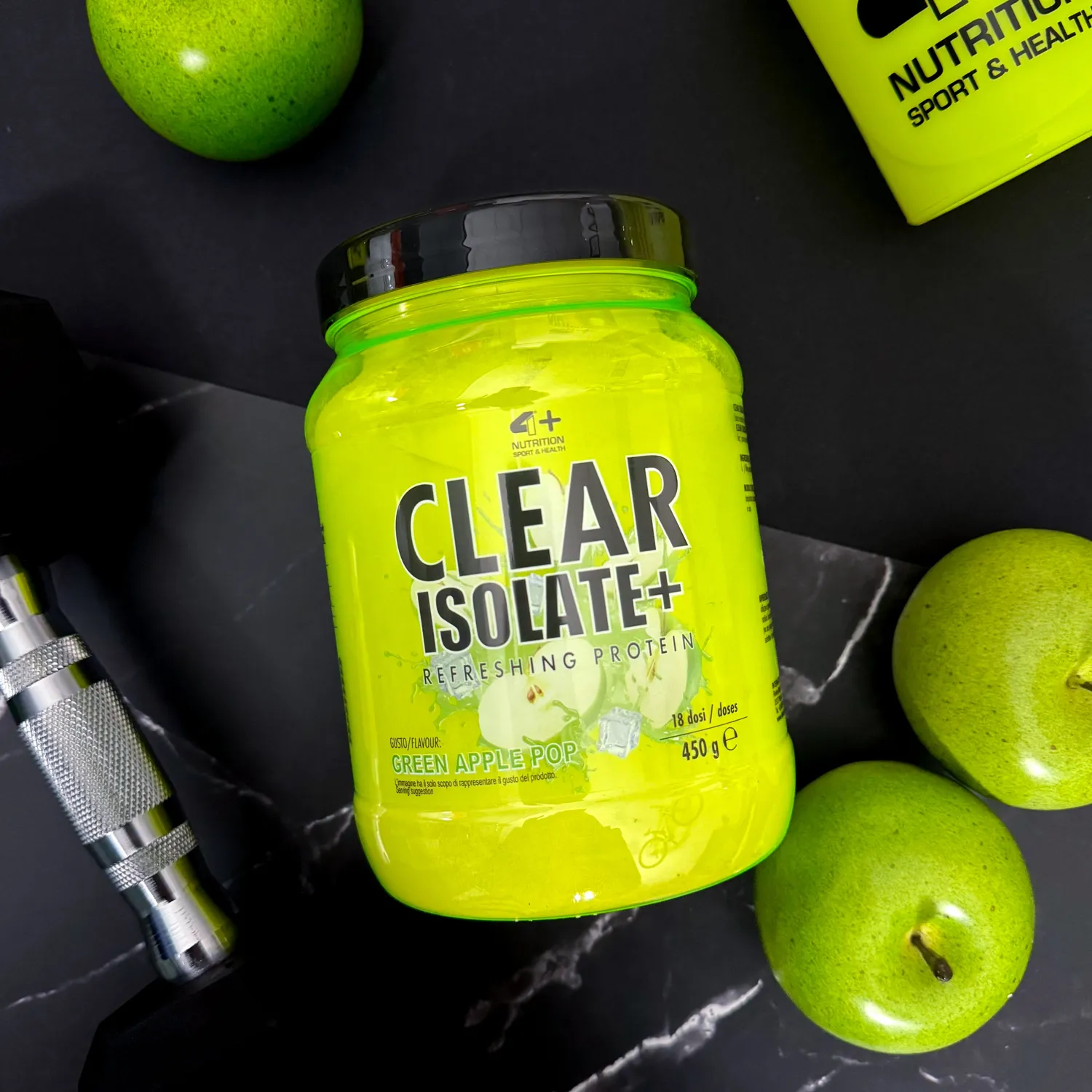 4 Plus Nutrition Clear Isolate+ Proteine 450 g Mela Verde