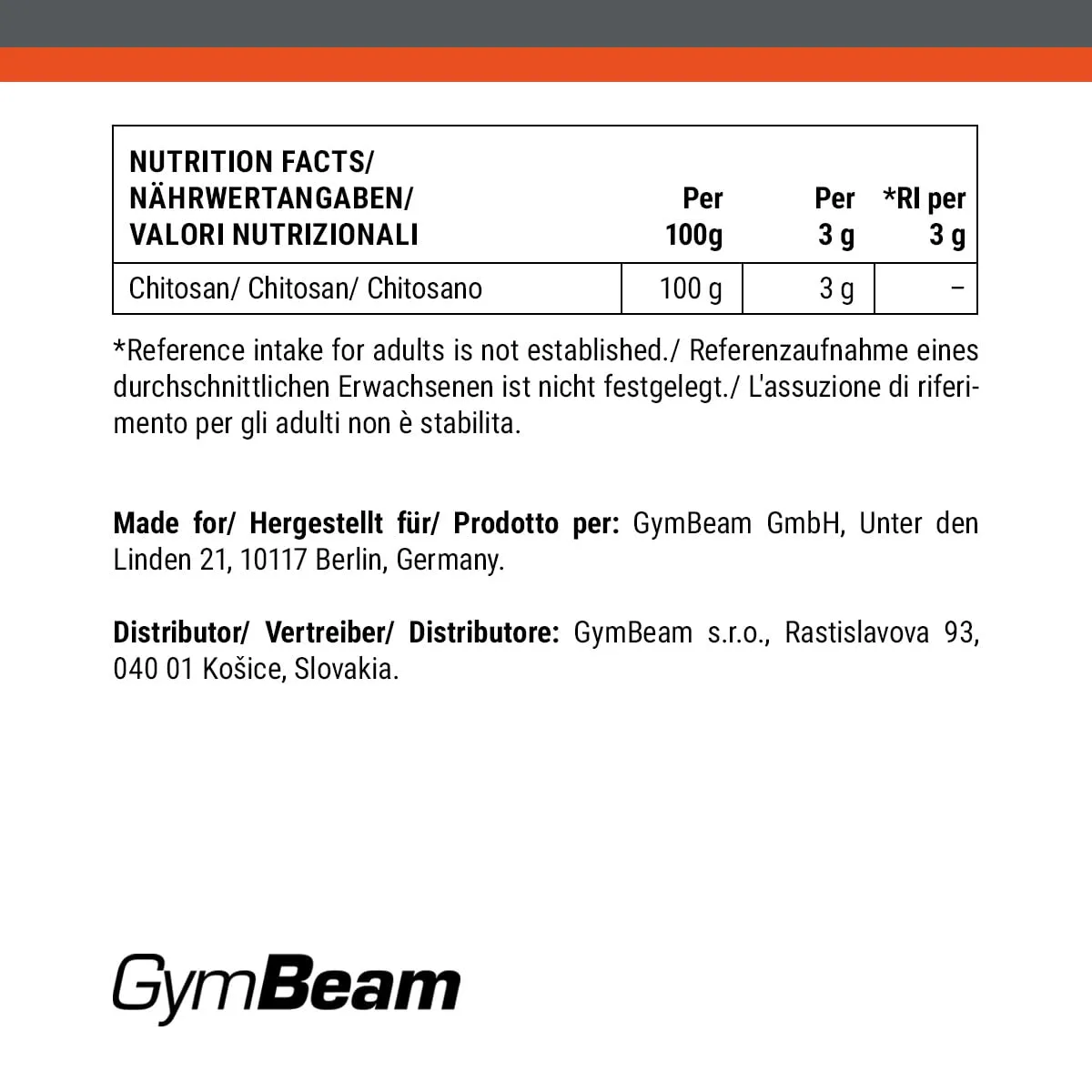 GymBeam Chitosano Polvere 500 g Fibra Solubile