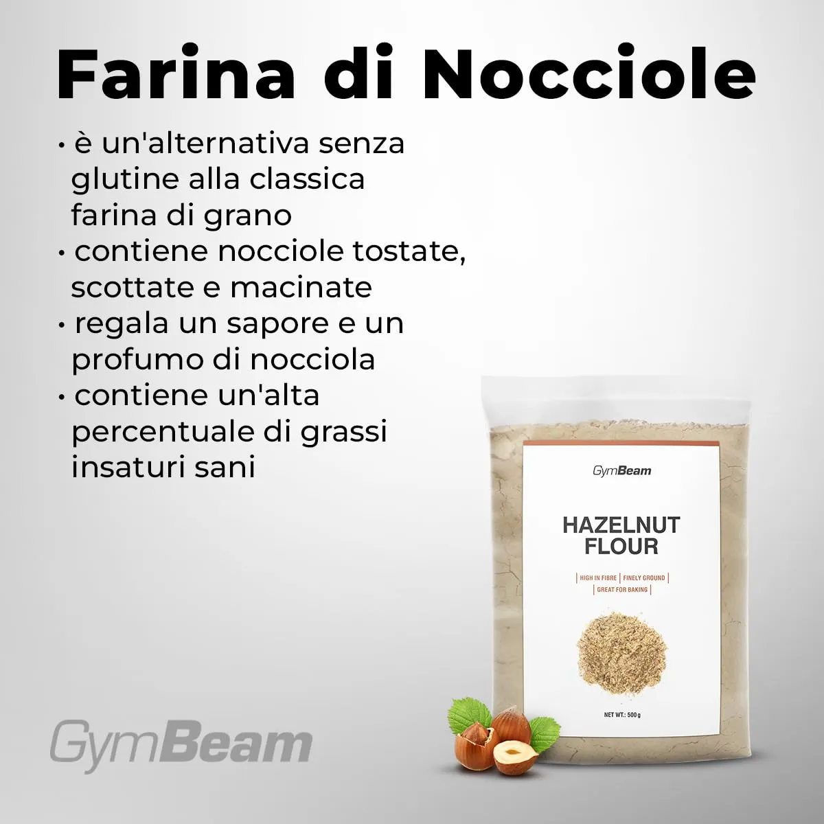 GymBeam Farina nocciole tostate senza glutine low-carb